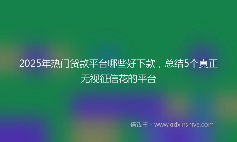 2025年热门贷款平台哪些好下款，总结5个真正无视征信花的平台