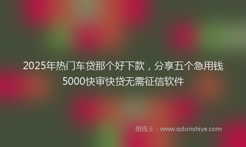 2025年热门车贷那个好下款，分享五个急用钱5000快审快贷无需征信软件
