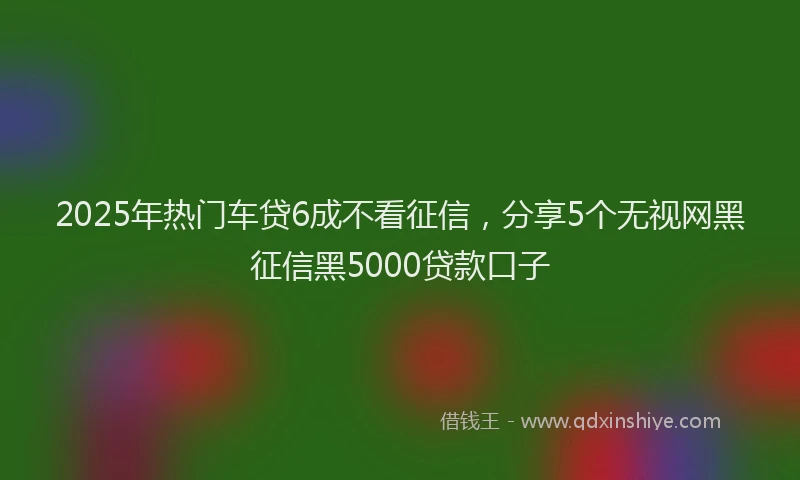 2025年热门车贷6成不看征信，分享5个无视网黑征信黑5000贷款口子
