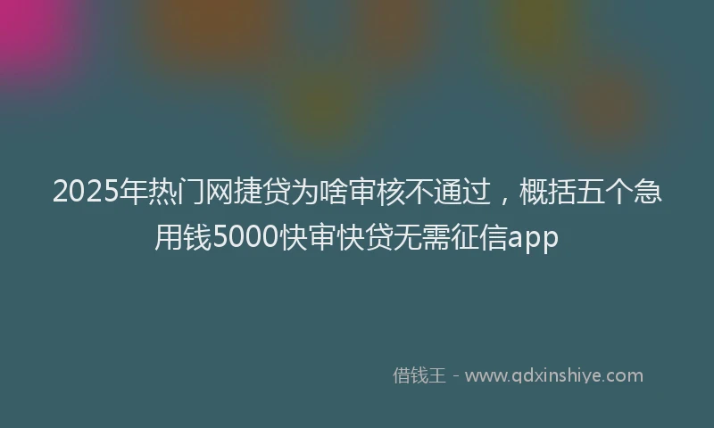 2025年热门网捷贷为啥审核不通过，概括五个急用钱5000快审快贷无需征信app