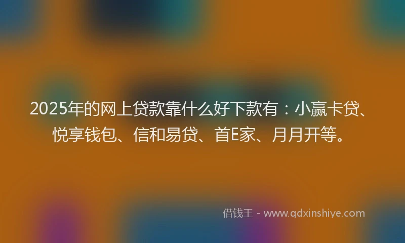 2025年的网上贷款靠什么好下款有：小赢卡贷、悦享钱包、信和易贷、首E家、月月开等。