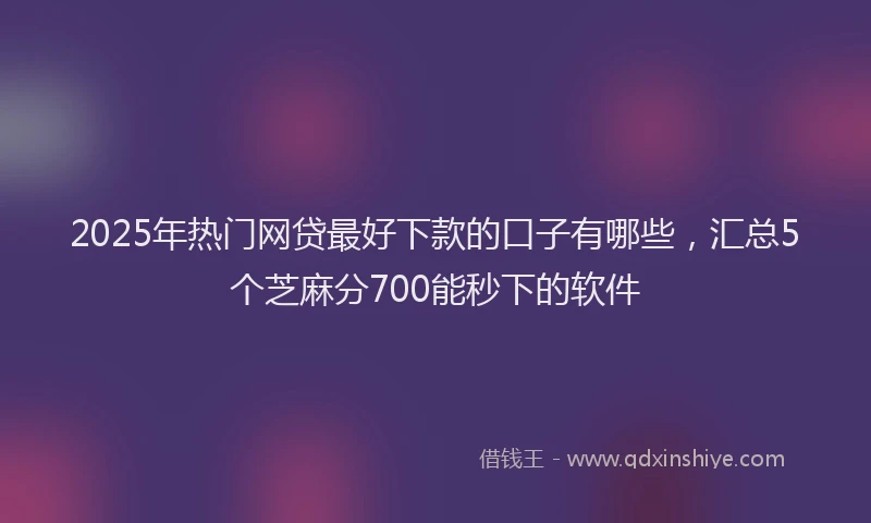 2025年热门网贷最好下款的口子有哪些，汇总5个芝麻分700能秒下的软件