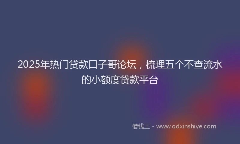 2025年热门贷款口子哥论坛，梳理五个不查流水的小额度贷款平台