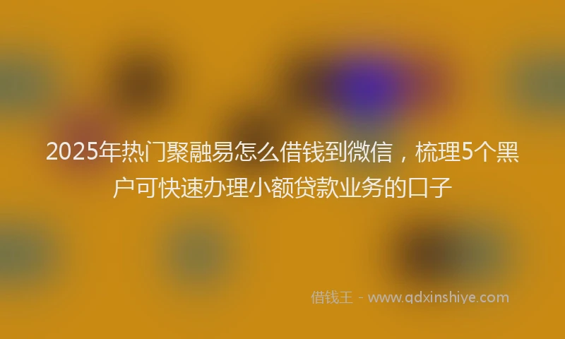 2025年热门聚融易怎么借钱到微信，梳理5个黑户可快速办理小额贷款业务的口子