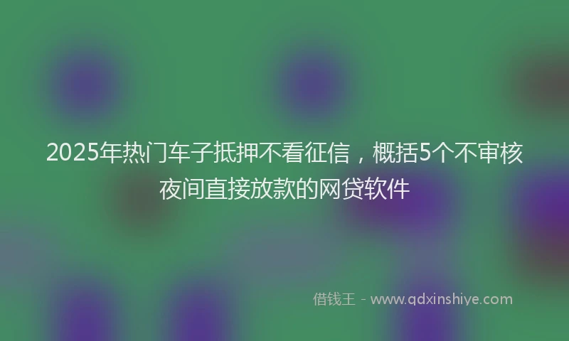 2025年热门车子抵押不看征信，概括5个不审核夜间直接放款的网贷软件