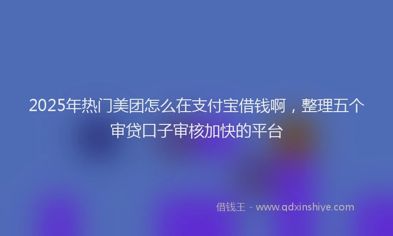 2025年热门美团怎么在支付宝借钱啊，整理五个审贷口子审核加快的平台