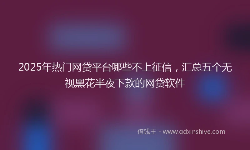 2025年热门网贷平台哪些不上征信，汇总五个无视黑花半夜下款的网贷软件