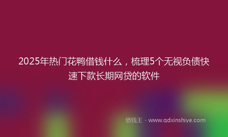 2025年热门花鸭借钱什么，梳理5个无视负债快速下款长期网贷的软件