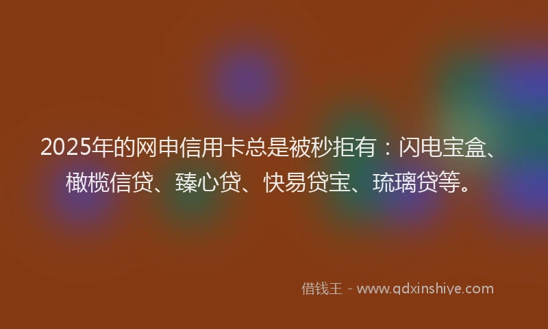 2025年的网申信用卡总是被秒拒有：闪电宝盒、橄榄信贷、臻心贷、快易贷宝、琉璃贷等。