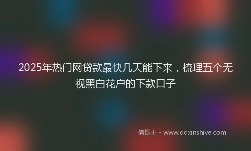 2025年热门网贷款最快几天能下来，梳理五个无视黑白花户的下款口子
