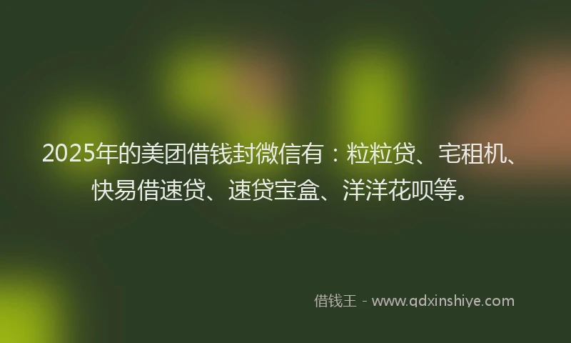 2025年的美团借钱封微信有：粒粒贷、宅租机、快易借速贷、速贷宝盒、洋洋花呗等。