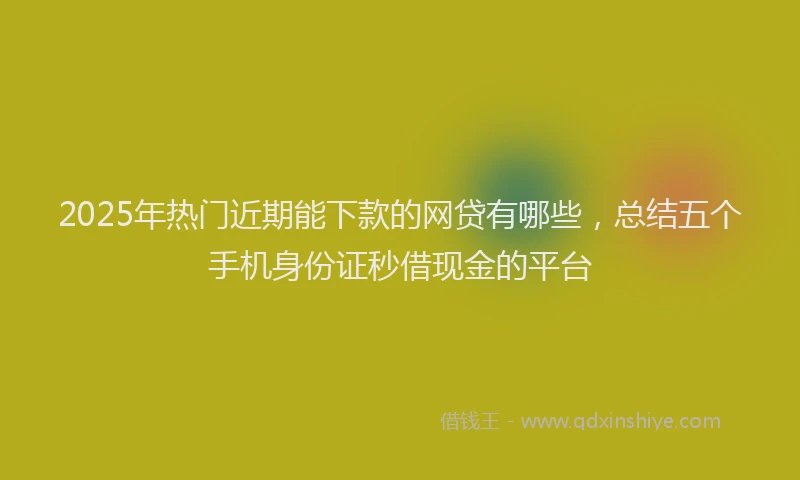 2025年热门近期能下款的网贷有哪些，总结五个手机身份证秒借现金的平台