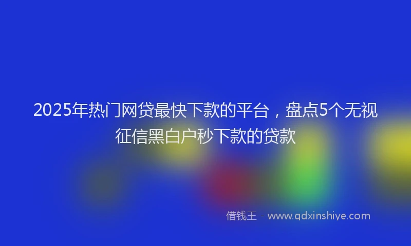 2025年热门网贷最快下款的平台，盘点5个无视征信黑白户秒下款的贷款