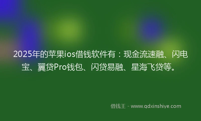 2025年的苹果ios借钱软件有：现金流速融、闪电宝、翼贷Pro钱包、闪贷易融、星海飞贷等。