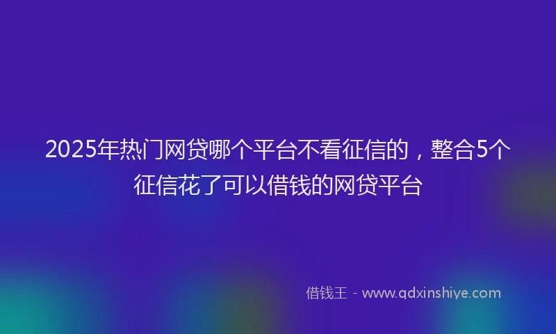 2025年热门网贷哪个平台不看征信的，整合5个征信花了可以借钱的网贷平台