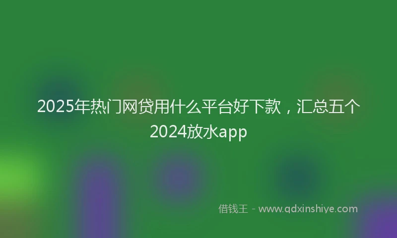 2025年热门网贷用什么平台好下款，汇总五个2024放水app