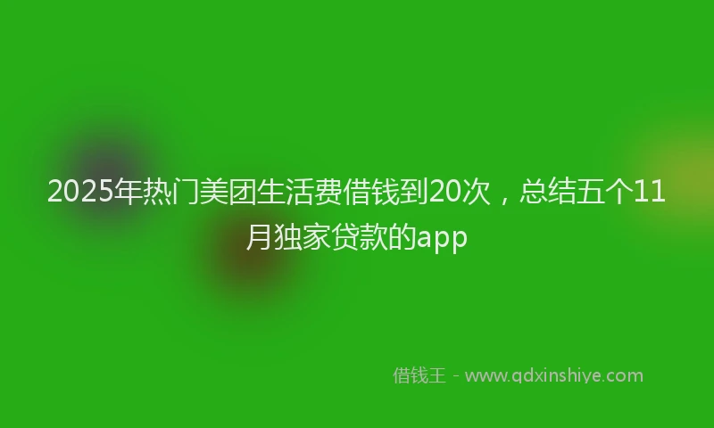 2025年热门美团生活费借钱到20次，总结五个11月独家贷款的app