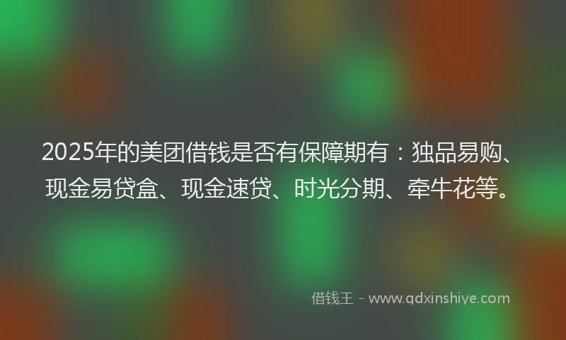 2025年的美团借钱是否有保障期有：独品易购、现金易贷盒、现金速贷、时光分期、牵牛花等。
