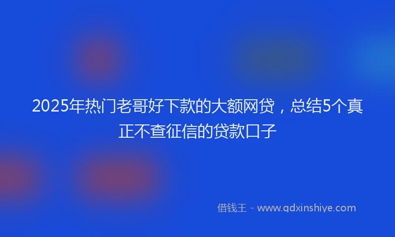 2025年热门老哥好下款的大额网贷，总结5个真正不查征信的贷款口子