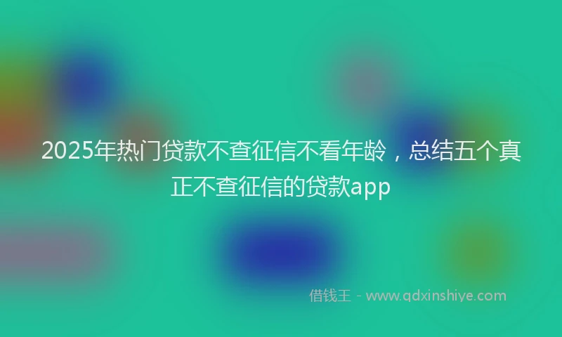 2025年热门贷款不查征信不看年龄，总结五个真正不查征信的贷款app