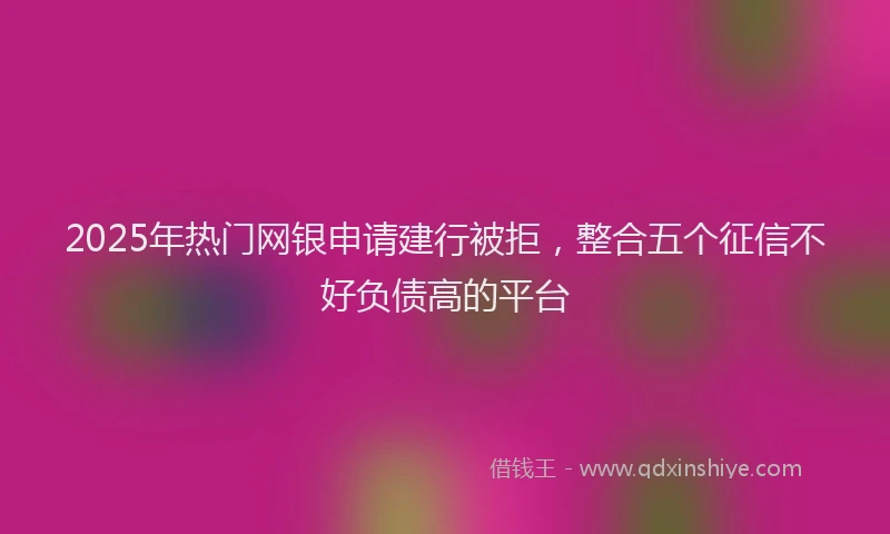 2025年热门网银申请建行被拒，整合五个征信不好负债高的平台