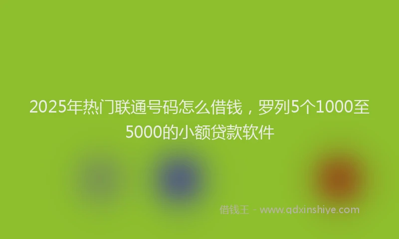 2025年热门联通号码怎么借钱，罗列5个1000至5000的小额贷款软件