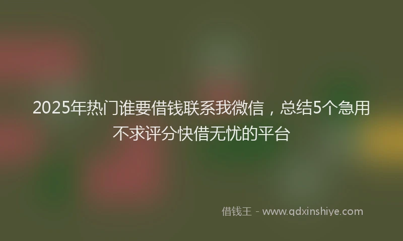2025年热门谁要借钱联系我微信，总结5个急用不求评分快借无忧的平台