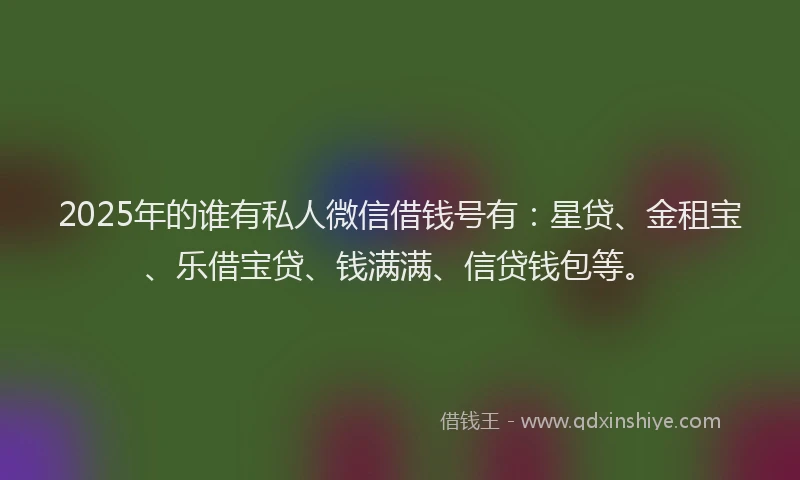 2025年的谁有私人微信借钱号有：星贷、金租宝、乐借宝贷、钱满满、信贷钱包等。