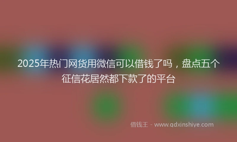 2025年热门网货用微信可以借钱了吗，盘点五个征信花居然都下款了的平台