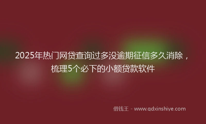 2025年热门网贷查询过多没逾期征信多久消除，梳理5个必下的小额贷款软件