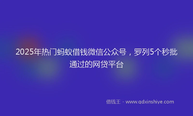 2025年热门蚂蚁借钱微信公众号，罗列5个秒批通过的网贷平台