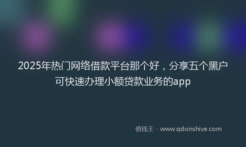 2025年热门网络借款平台那个好，分享五个黑户可快速办理小额贷款业务的app