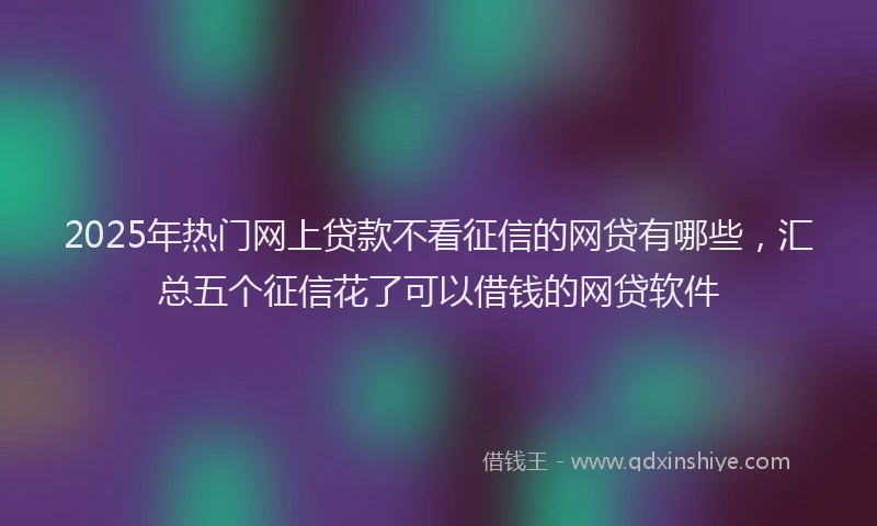 2025年热门网上贷款不看征信的网贷有哪些，汇总五个征信花了可以借钱的网贷软件