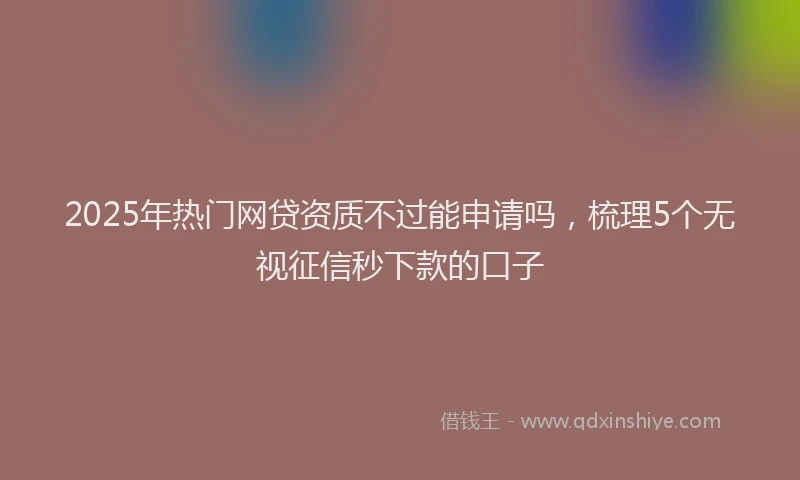 2025年热门网贷资质不过能申请吗，梳理5个无视征信秒下款的口子