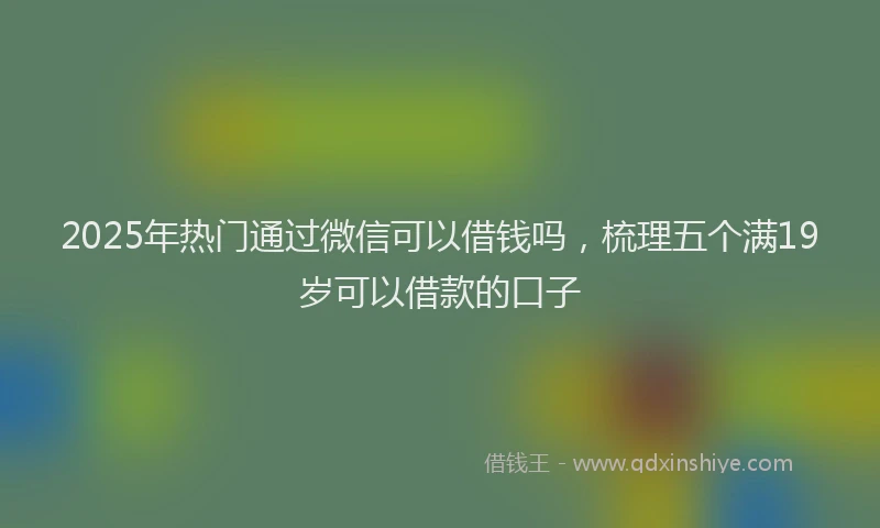 2025年热门通过微信可以借钱吗，梳理五个满19岁可以借款的口子