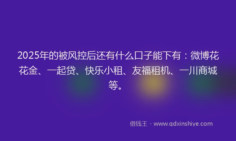 2025年的被风控后还有什么口子能下有：微博花花金、一起贷、快乐小租、友福租机、一川商城等。