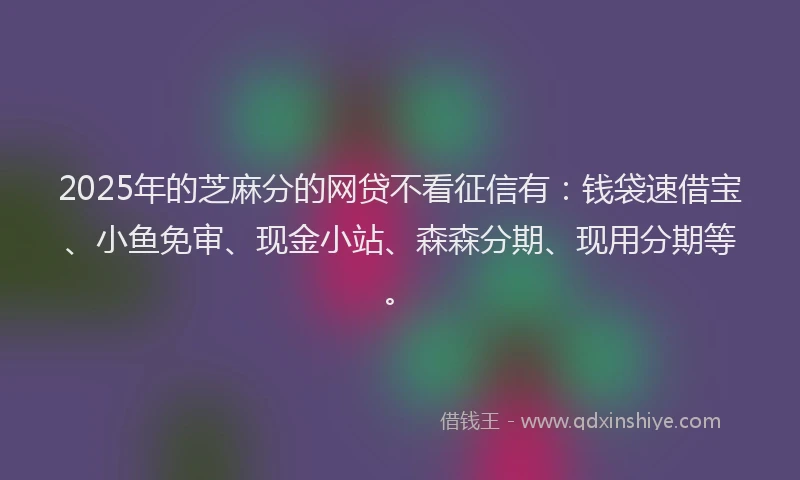 2025年的芝麻分的网贷不看征信有：钱袋速借宝、小鱼免审、现金小站、森森分期、现用分期等。