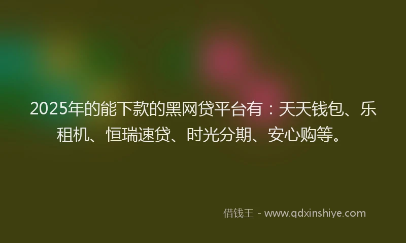 2025年的能下款的黑网贷平台有：天天钱包、乐租机、恒瑞速贷、时光分期、安心购等。