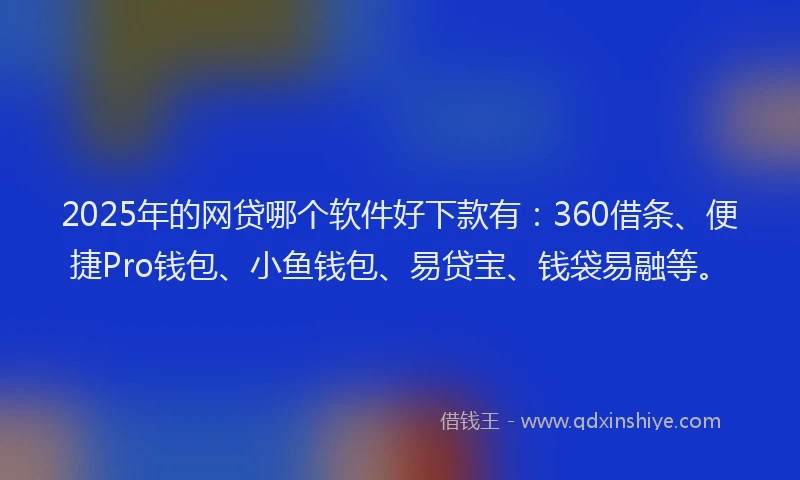 2025年的网贷哪个软件好下款有：360借条、便捷Pro钱包、小鱼钱包、易贷宝、钱袋易融等。