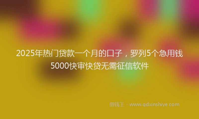 2025年热门贷款一个月的口子，罗列5个急用钱5000快审快贷无需征信软件