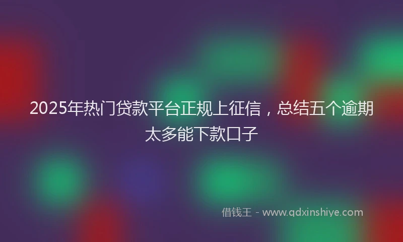 2025年热门贷款平台正规上征信，总结五个逾期太多能下款口子