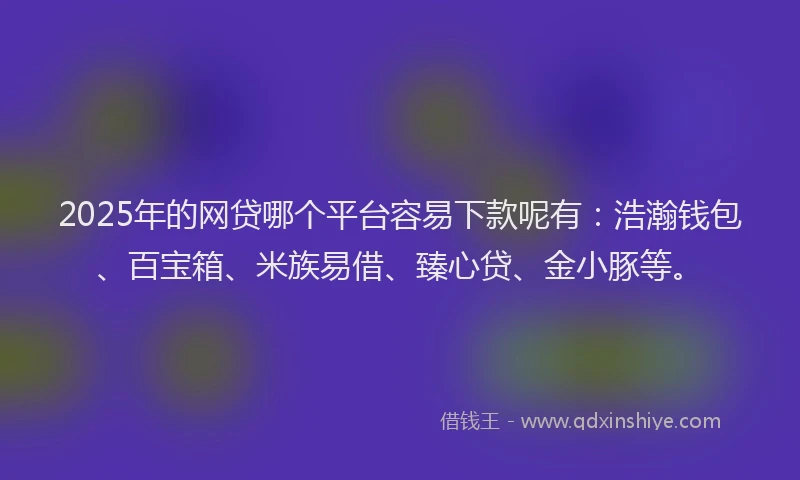 2025年的网贷哪个平台容易下款呢有：浩瀚钱包、百宝箱、米族易借、臻心贷、金小豚等。