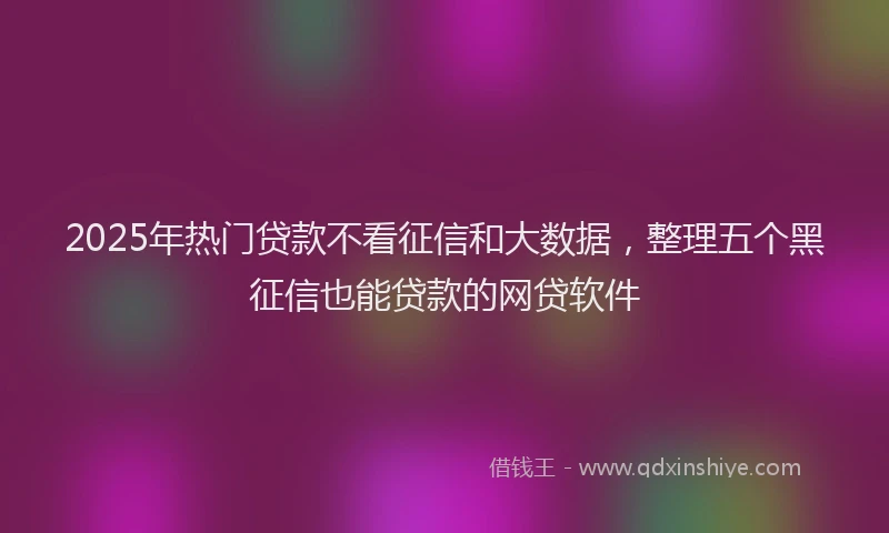 2025年热门贷款不看征信和大数据，整理五个黑征信也能贷款的网贷软件