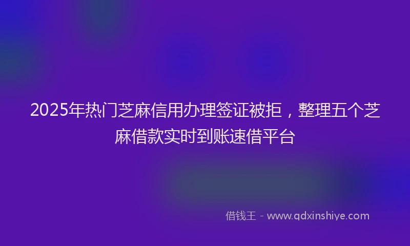 2025年热门芝麻信用办理签证被拒，整理五个芝麻借款实时到账速借平台