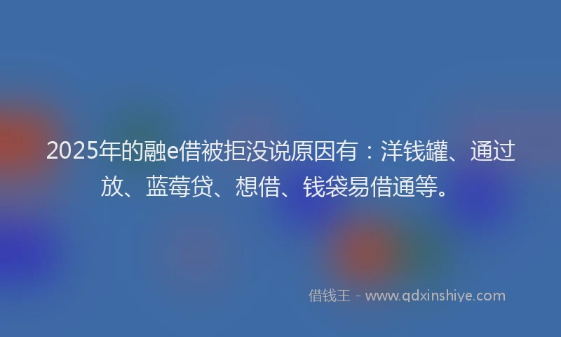 2025年的融e借被拒没说原因有：洋钱罐、通过放、蓝莓贷、想借、钱袋易借通等。