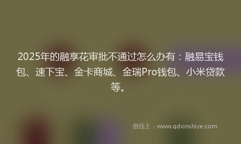 2025年的融享花审批不通过怎么办有：融易宝钱包、速下宝、金卡商城、金瑞Pro钱包、小米贷款等。