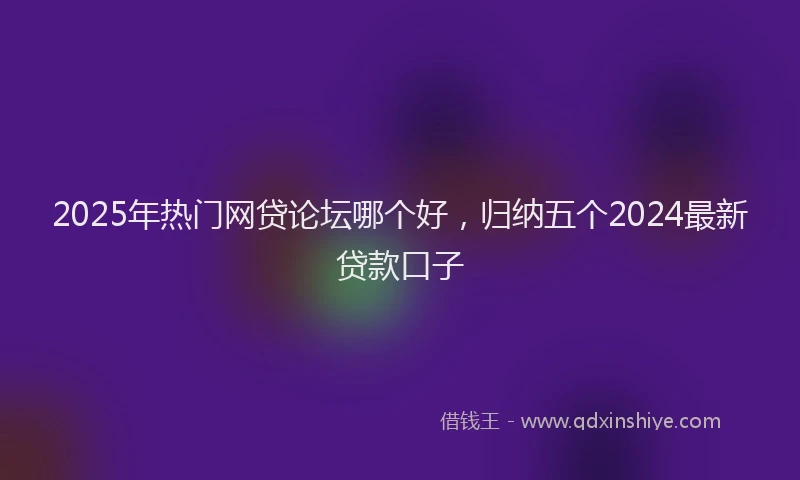 2025年热门网贷论坛哪个好，归纳五个2024最新贷款口子