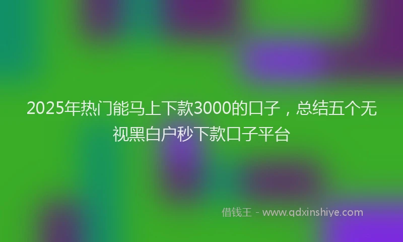 2025年热门能马上下款3000的口子，总结五个无视黑白户秒下款口子平台