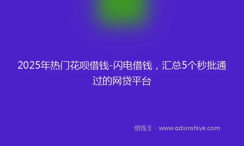 2025年热门花呗借钱-闪电借钱，汇总5个秒批通过的网贷平台