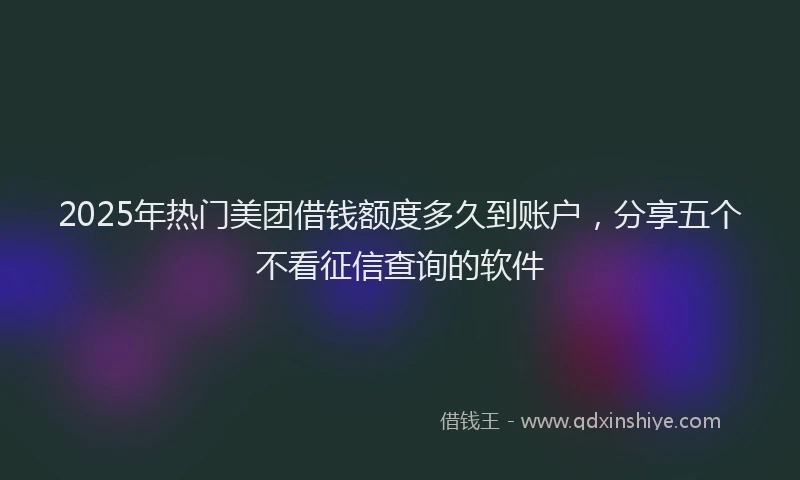 2025年热门美团借钱额度多久到账户，分享五个不看征信查询的软件